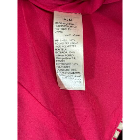 NWT WHBM Pink Houndstooth Satin Belted Trench Coat Size M - Picture 11 of 11